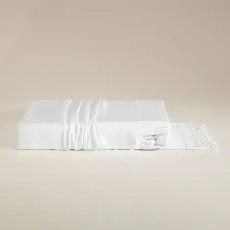 %100 Pamuk Saten Kumaş Nevresim Seti 200x220 cm Beyaz - Manuela Serisi - 8