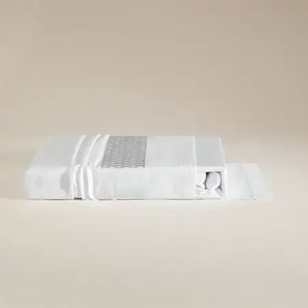 %100 Pamuk Saten Kumaş Nevresim Seti 200x220 cm Beyaz Mavi - Regina Serisi - 7