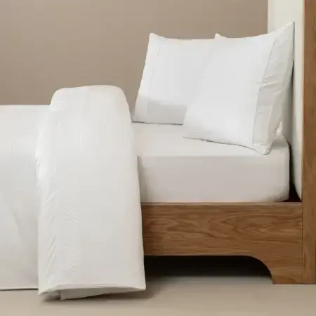 %100 Pamuk Saten Kumaş Nevresim Seti 200x220 cm Beyaz - Regina Serisi - 1