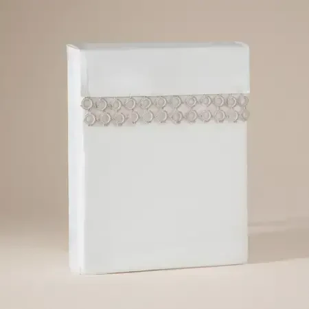 %100 Pamuk Saten Kumaş Nevresim Seti 200x220 cm Beyaz Taş - Manuela Serisi - 6