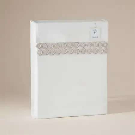 %100 Pamuk Saten Kumaş Nevresim Seti 200x220 cm Beyaz Taş - Manuela Serisi - 7