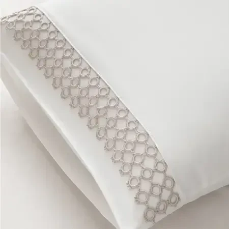 %100 Pamuk Saten Kumaş Nevresim Seti 200x220 cm Beyaz Taş - Manuela Serisi - 3