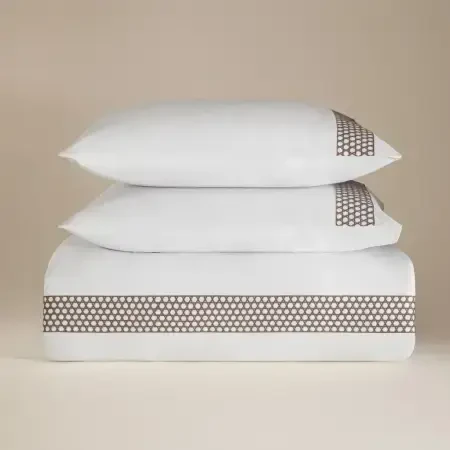 %100 Pamuk Saten Kumaş Nevresim Seti 200x220 cm Beyaz Taş - Regina Serisi - 5