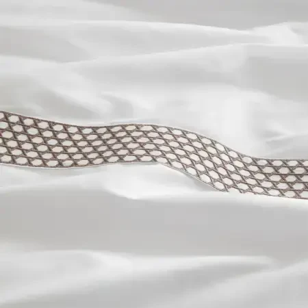 %100 Pamuk Saten Kumaş Nevresim Seti 200x220 cm Beyaz Taş - Regina Serisi - 4