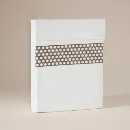 %100 Pamuk Saten Kumaş Nevresim Seti 200x220 cm Beyaz Taş - Regina Serisi - 6