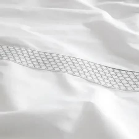 %100 Pamuk Saten Kumaş Nevresim Seti 240x220 cm Beyaz Mavi - Regina Serisi - 4