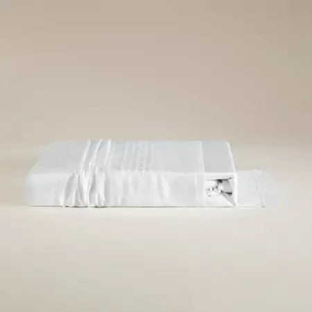 %100 Pamuk Saten Kumaş Nevresim Seti 240x220 cm Beyaz - Regina Serisi - 7