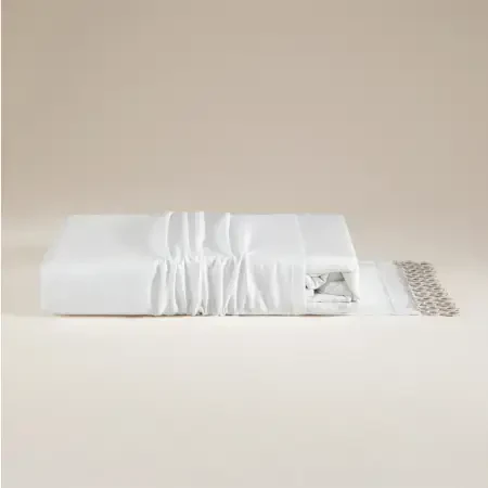 %100 Pamuk Saten Kumaş Nevresim Seti 240x220 cm Beyaz Taş - Manuela Serisi - 8