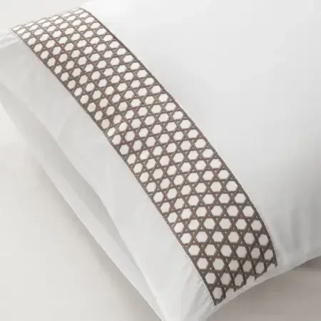 %100 Pamuk Saten Kumaş Nevresim Seti 240x220 cm Beyaz Taş- Regina Serisi - 3