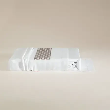 %100 Pamuk Saten Kumaş Nevresim Seti 240x220 cm Beyaz Taş- Regina Serisi - 7