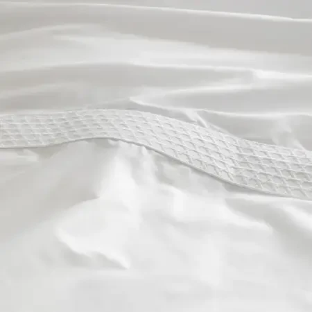%100 Pamuk Saten Kumaş Nevresim Seti 260x240 cm Beyaz - Regina Serisi - 4
