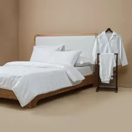 %100 Pamuk Saten Nevresim Seti 200x220 cm Beyaz - Plume Serisi - 9