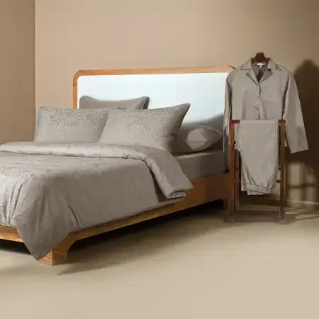 %100 Pamuk Saten Nevresim Seti 200x220 cm Taş - Plume Serisi - 9