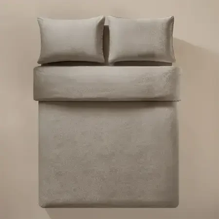 %100 Pamuk Saten Nevresim Seti 200x220 cm Taş - Plume Serisi - Penelope