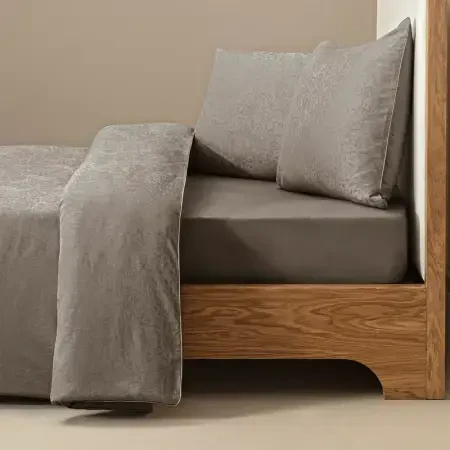 %100 Pamuk Saten Nevresim Seti 200x220 cm Taş - Plume Serisi - 1