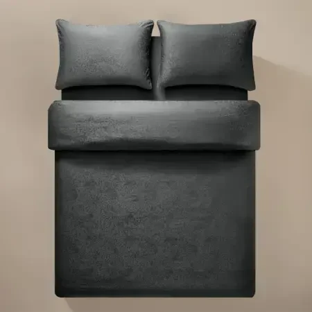 %100 Pamuk Saten Nevresim Seti 240x220 cm Antrasit - Plume Serisi - Penelope