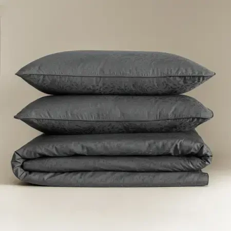 %100 Pamuk Saten Nevresim Seti 240x220 cm Antrasit - Plume Serisi - 6