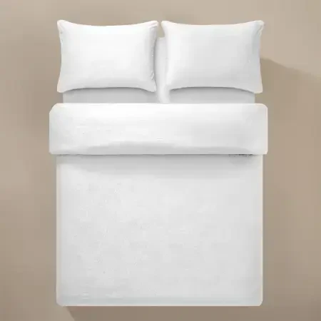 %100 Pamuk Saten Nevresim Seti 240x220 cm Beyaz - Plume Serisi - Penelope