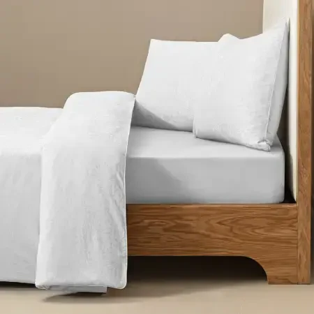 %100 Pamuk Saten Nevresim Seti 240x220 cm Beyaz - Plume Serisi - 1