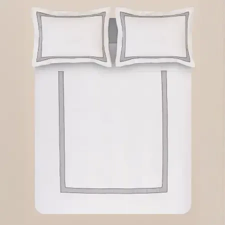 %100 Pamuk Saten Nevresim Seti 260x240 cm Antrasit - Bella Serisi - 7