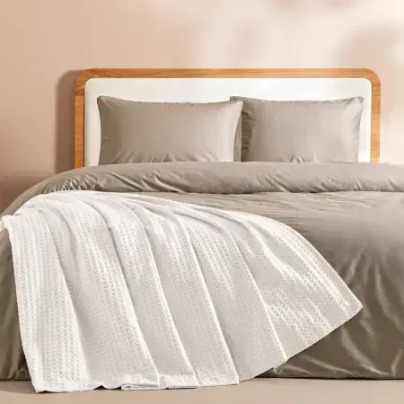 %100 Pamuk Tek Kişilik Pike 160x220 cm Beyaz - Lia Serisi - 1