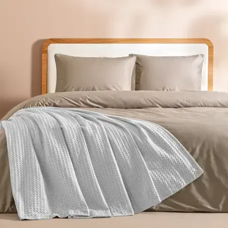 %100 Pamuk Tek Kişilik Pike 160x220 cm Gri - Lia Serisi - 1