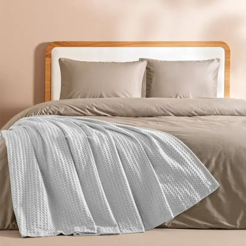 %100 Pamuk Tek Kişilik Pike 160x220 cm Gri - Lia Serisi - Penelope