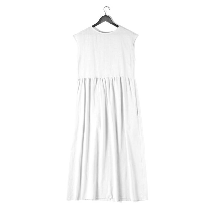 %100 Keten Elbise Beyaz S-M - Serli Keçoğlu Koleksiyonu - Penelope