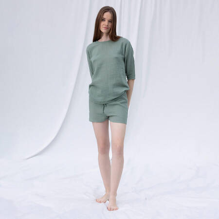 %100 Müslin Pamuk Şort Çağla L-XL - Serli Keçoğlu Koleksiyonu - 1