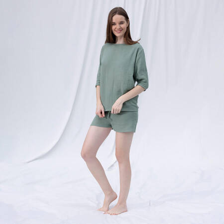 %100 Müslin Pamuk Şort Çağla L-XL - Serli Keçoğlu Koleksiyonu - Penelope (1)