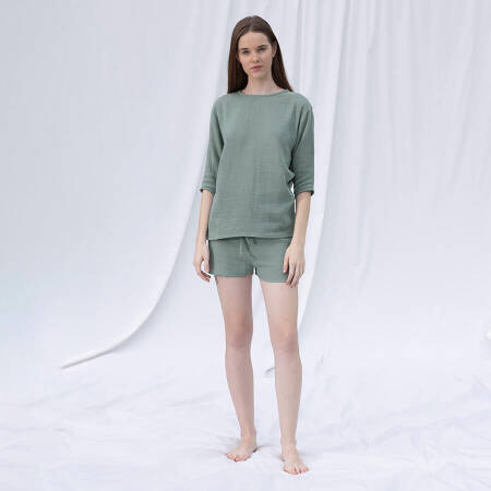 %100 Müslin Pamuk Şort Çağla L-XL - Serli Keçoğlu Koleksiyonu - 3