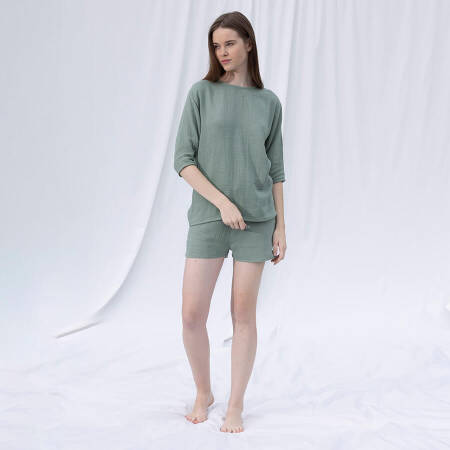 %100 Müslin Pamuk Şort Çağla L-XL - Serli Keçoğlu Koleksiyonu - 4