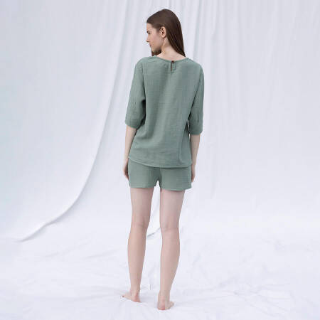 %100 Müslin Pamuk Şort Çağla L-XL - Serli Keçoğlu Koleksiyonu - 5