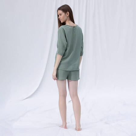 %100 Müslin Pamuk Şort Çağla L-XL - Serli Keçoğlu Koleksiyonu - 6