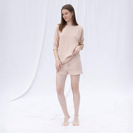 %100 Müslin Pamuk Şort Somon L-XL - Serli Keçoğlu Koleksiyonu - 2