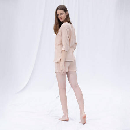 %100 Müslin Pamuk Şort Somon L-XL - Serli Keçoğlu Koleksiyonu - 4