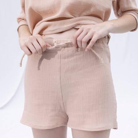 %100 Müslin Pamuk Şort Somon L-XL - Serli Keçoğlu Koleksiyonu - 6