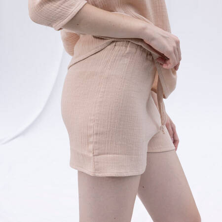 %100 Müslin Pamuk Şort Somon L-XL - Serli Keçoğlu Koleksiyonu - 7
