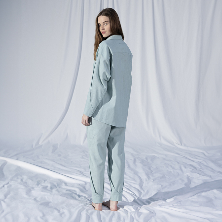 by Serli Keçoğlu Keten Paça Detaylı Pantolon Mint - 2