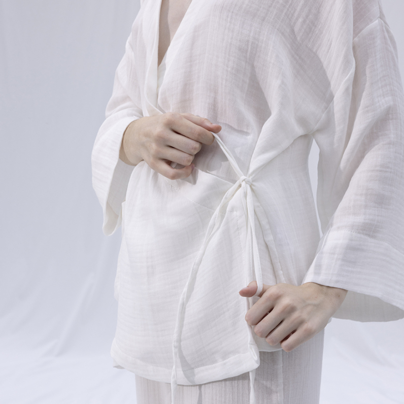 by Serli Keçoğlu Müslin Uzun Kimono Beyaz - 