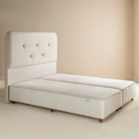 Saf Keten Kumaş Kaplama Ahşap Yatak Başlığı 160x140 cm - Victorian - 3