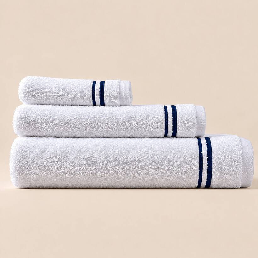 %100 Pamuk Lacivert Havlu - Signature Line - 