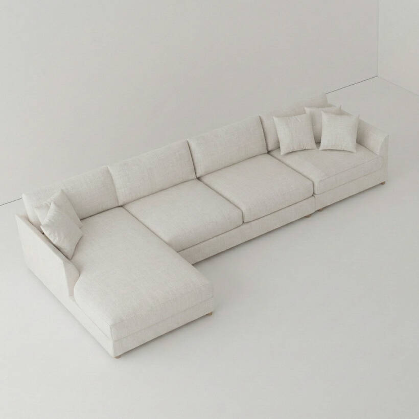 Sofa Plume 2’li Kolsuz Modül 160 x 97 cm | Plainfry Kumaş - Beyaz Keten - 