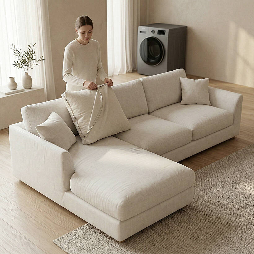Sofa Plume 2’li Kolsuz Modül 160 x 97 cm | Plainfry Kumaş - Krem Dokulu - 