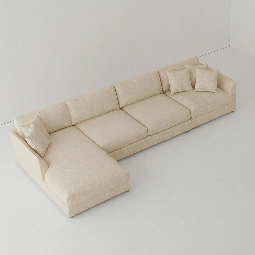 Sofa Plume 2’li Kolsuz Modül 160 x 97 cm | Plainfry Kumaş - Krem Dokulu - 