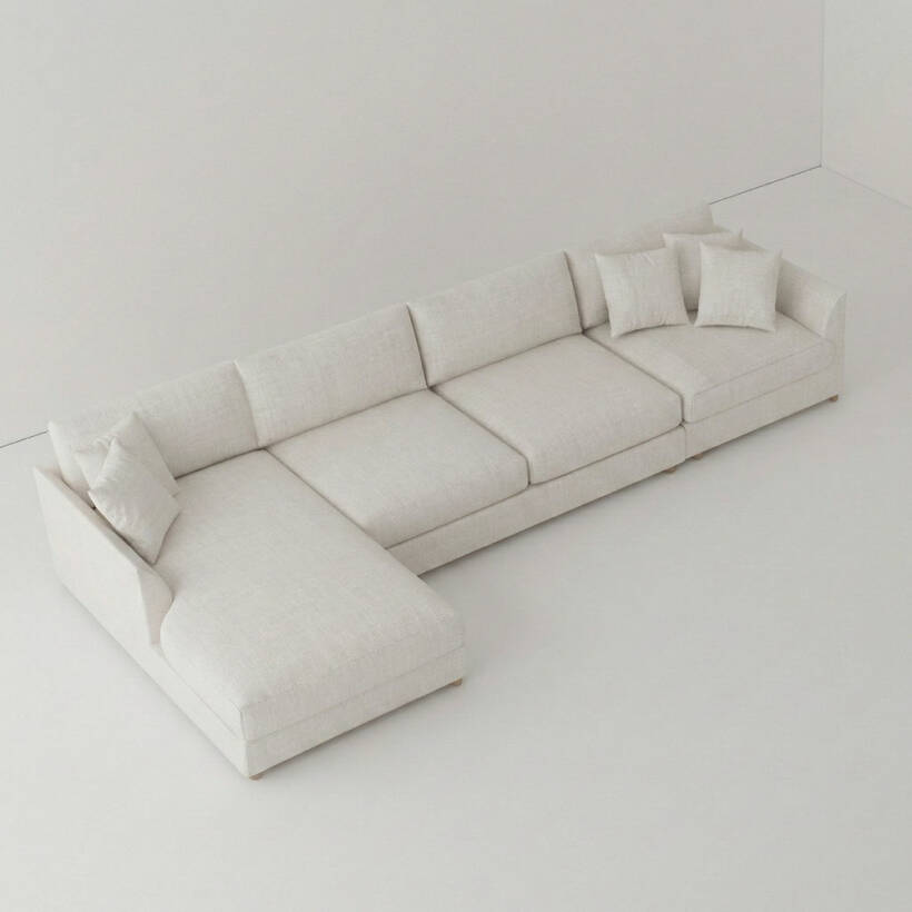Sofa Plume 2’li Kolsuz Modül 160 x 97 cm | Space Kumaş - Beyaz Dokulu - 