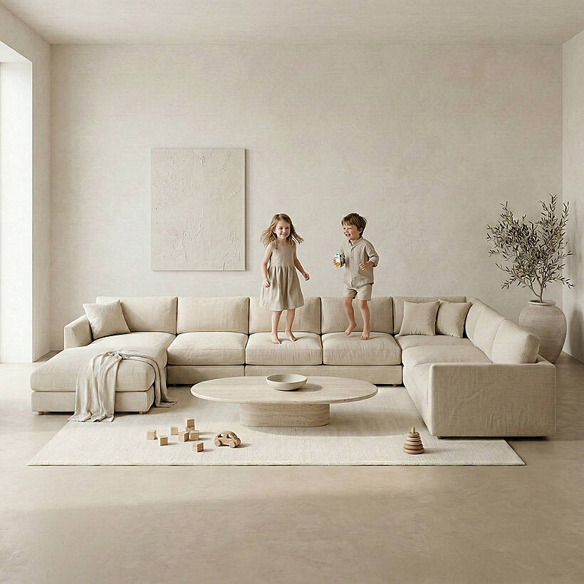 Sofa Plume 2’li Kolsuz Modül 160 x 97 cm | Space Kumaş - Krem - 