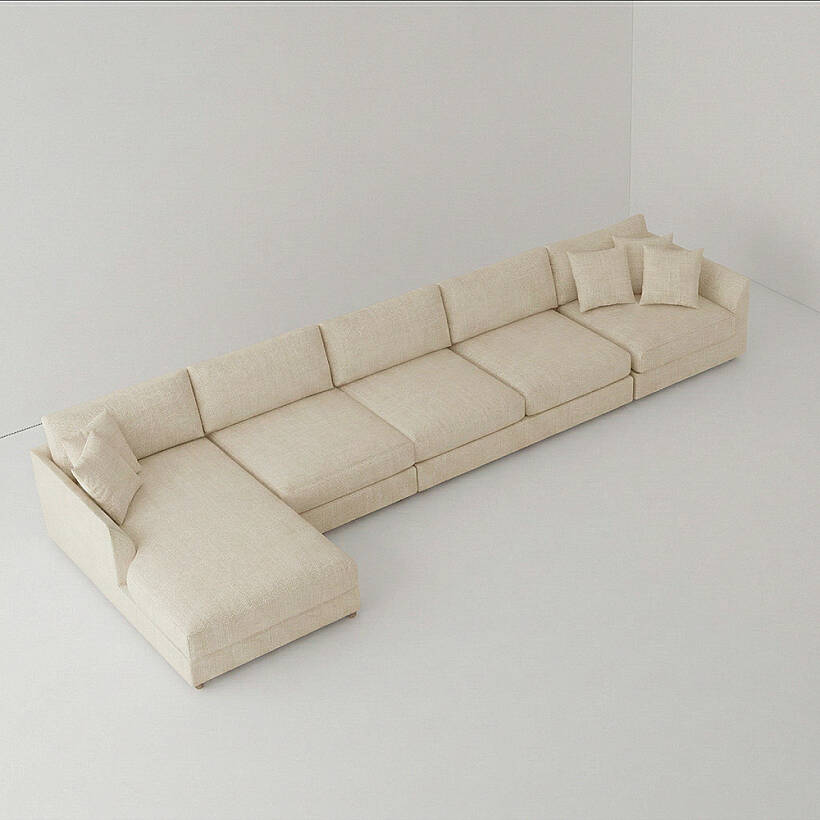 Sofa Plume 2’li Kolsuz Modül 160 x 97 cm | Space Kumaş - Krem - 