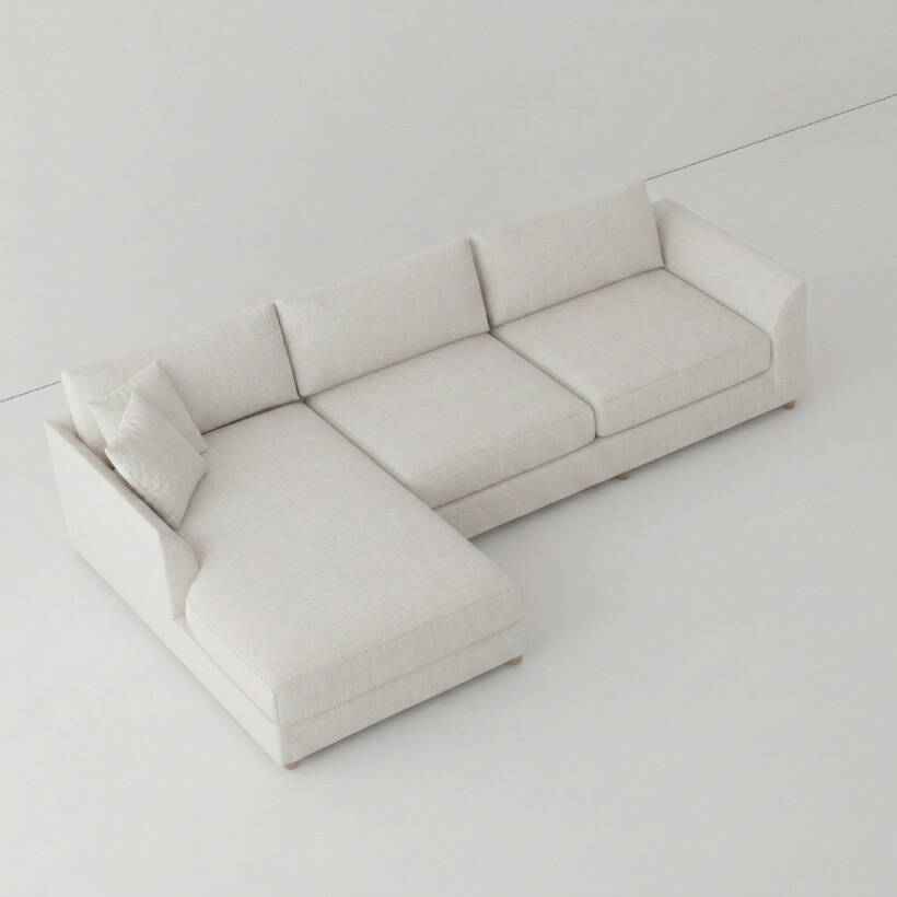 Sofa Plume 2’li Tek Kollu Sağ Köşe Modül 180 x 97 cm | Space Kumaş - Beyaz Dokulu - 