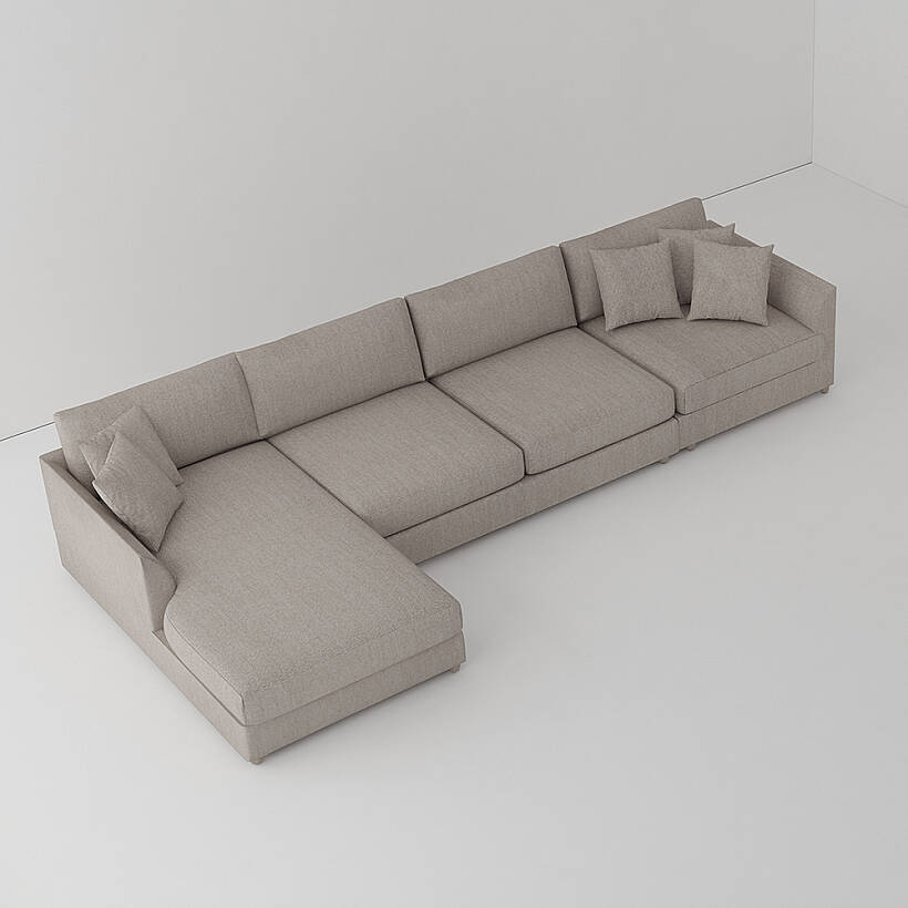 Sofa Plume 2’li Tek Kollu Sağ Köşe Modül 180 x 97 cm | Space Kumaş - Gri - 